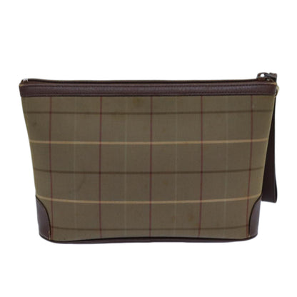 Luxury BurberrySs Nova Check Clutch Bag Canvas Brown Auth bs13864