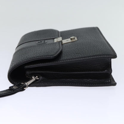 Luxury BurberrySs Clutch Bag Leather Black Auth bs13915