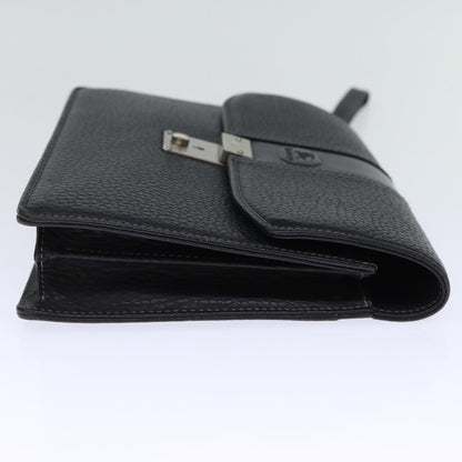 Luxury BurberrySs Clutch Bag Leather Black Auth bs13915