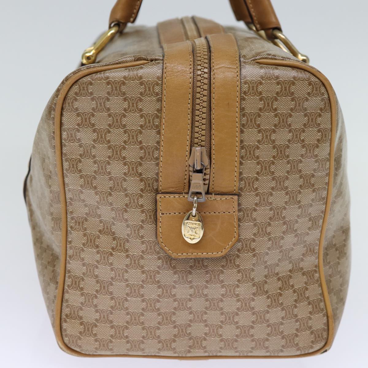 Luxury CELINE Macadam Canvas Boston Bag Coated Canvas Beige  13994