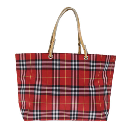Luxury Burberry Nova Check Hand Bag Nylon Red Auth bs14025