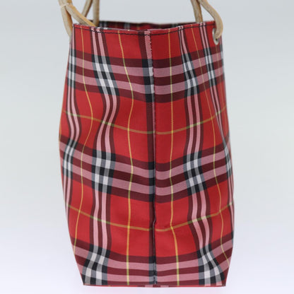 Luxury Burberry Nova Check Hand Bag Nylon Red Auth bs14025