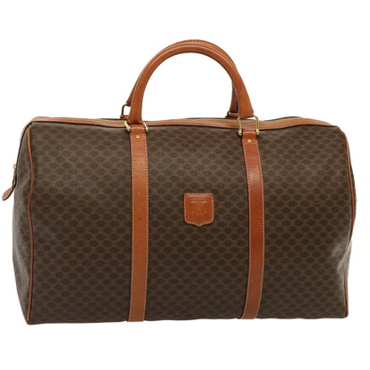 Luxury CELINE Macadam Canvas Boston Bag PVC Brown  14073