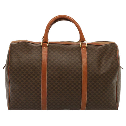 Luxury CELINE Macadam Canvas Boston Bag PVC Brown  14073