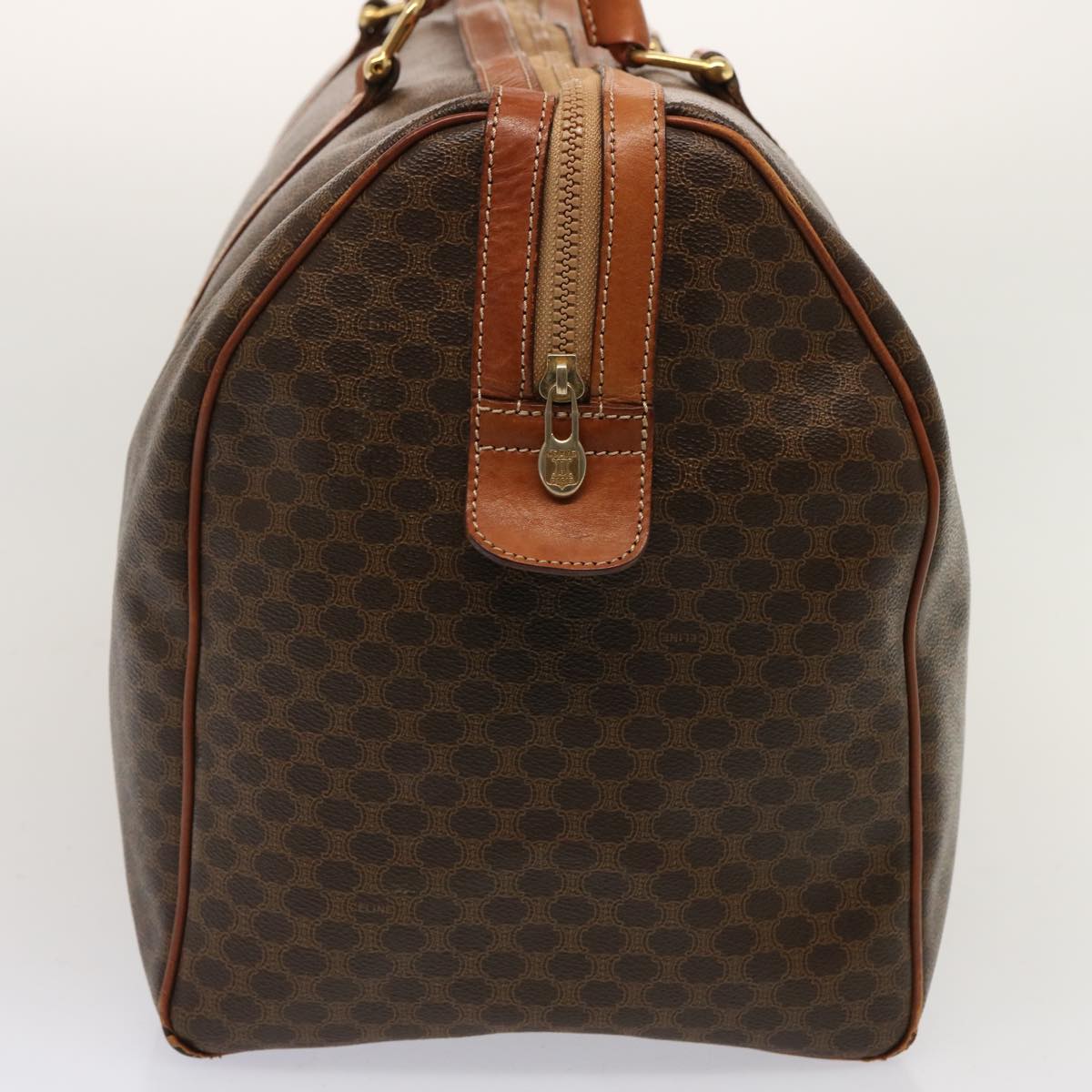 Luxury CELINE Macadam Canvas Boston Bag PVC Brown  14073