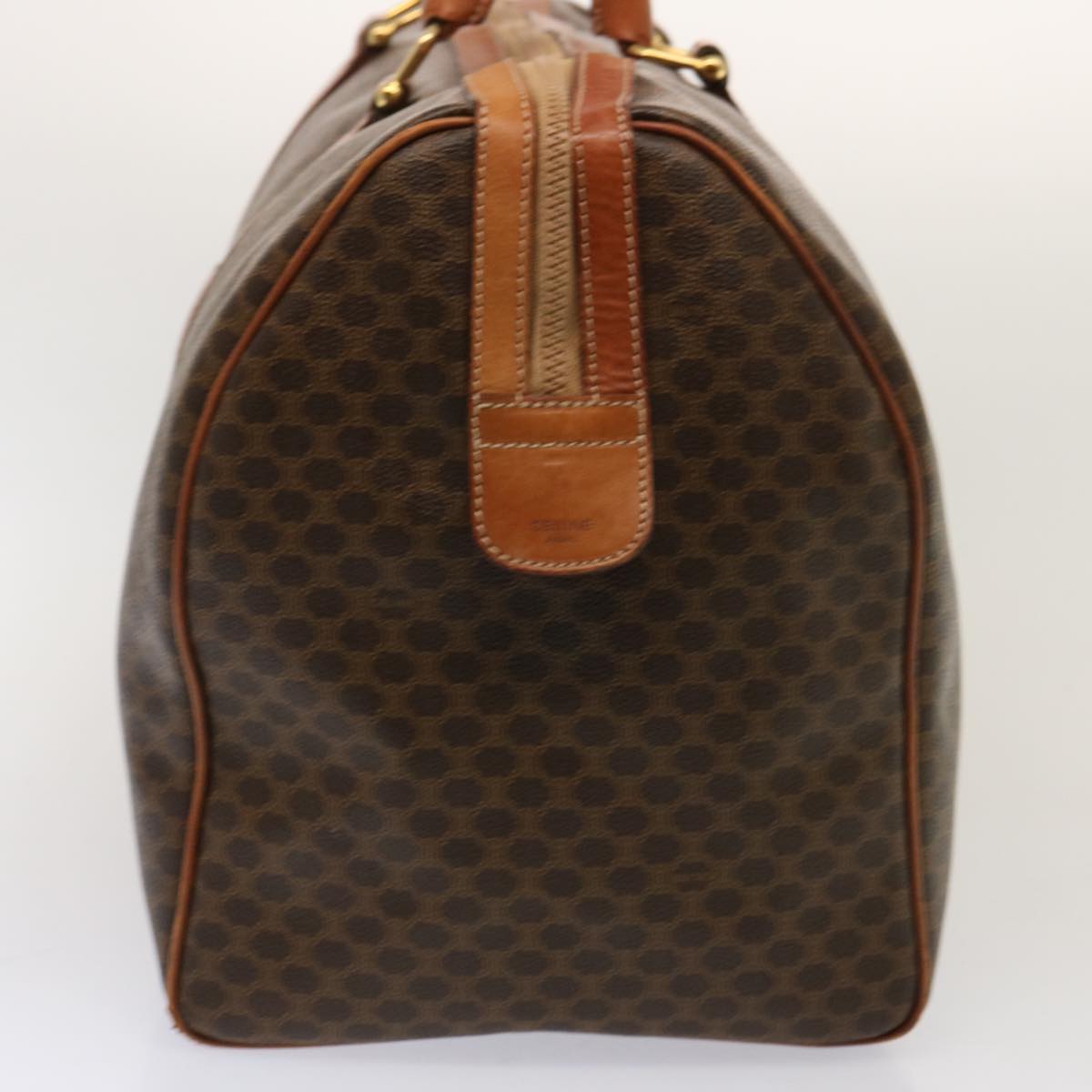Luxury CELINE Macadam Canvas Boston Bag PVC Brown  14073