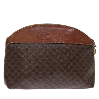 Luxury CELINE Macadam Canvas Pouch PVC Brown  14108