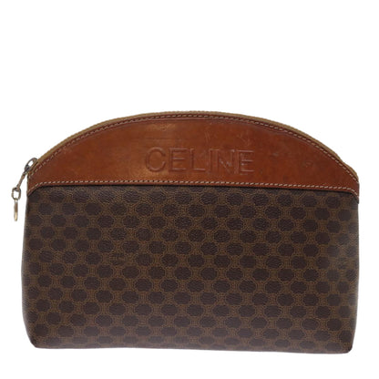 Luxury CELINE Macadam Canvas Pouch PVC Brown  14108