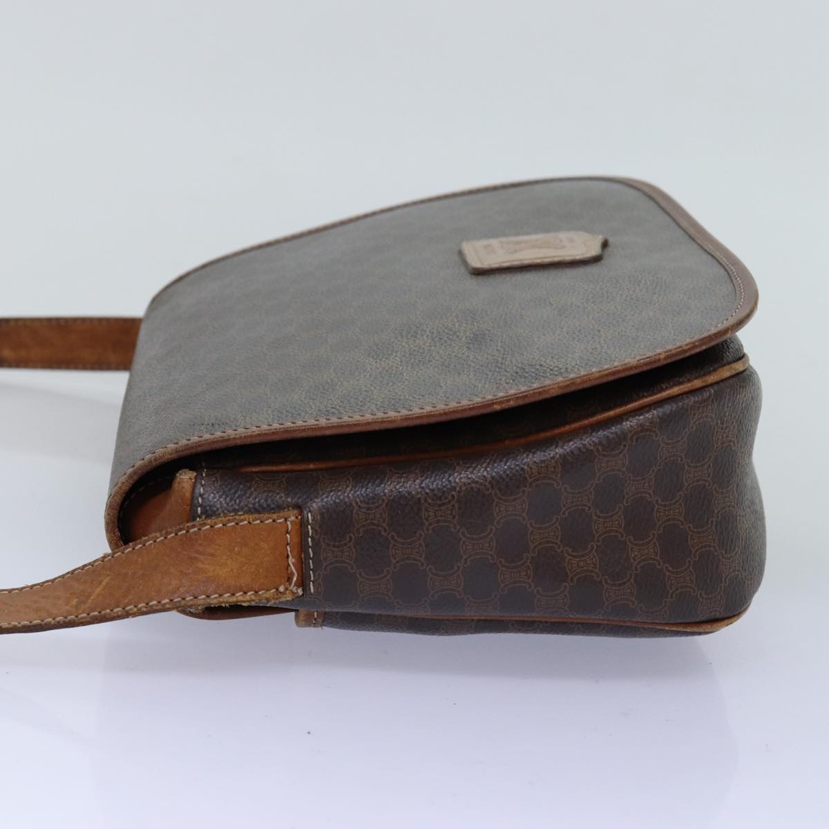 Luxury CELINE Macadam Canvas Shoulder Bag PVC Brown  14110