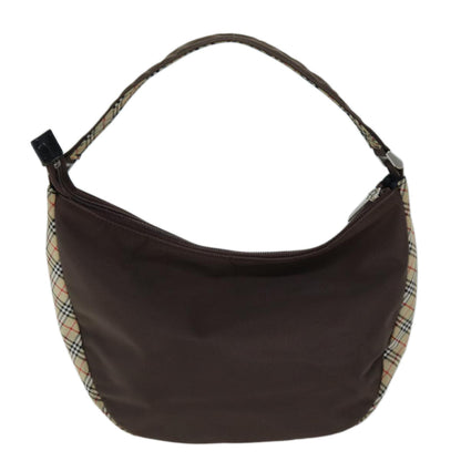 Luxury BurberrySs Nova Check Blue Label Shoulder Bag Nylon Beige Brown Auth bs14139