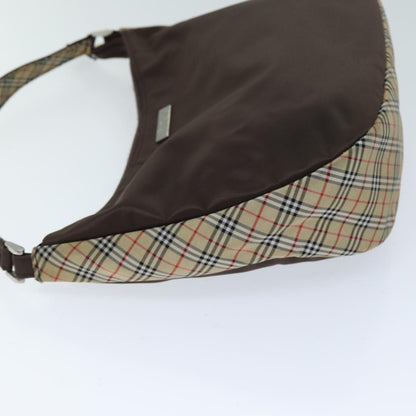 Luxury BurberrySs Nova Check Blue Label Shoulder Bag Nylon Beige Brown Auth bs14139