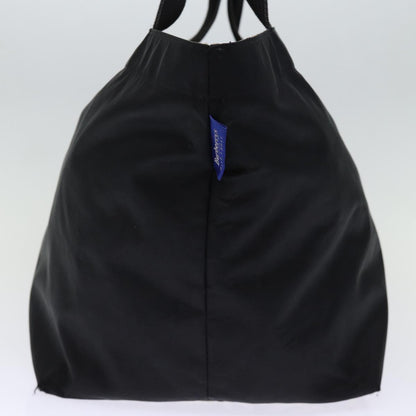 Luxury BurberrySs Nova Check Blue Label Hand Bag Nylon Black Auth bs14212