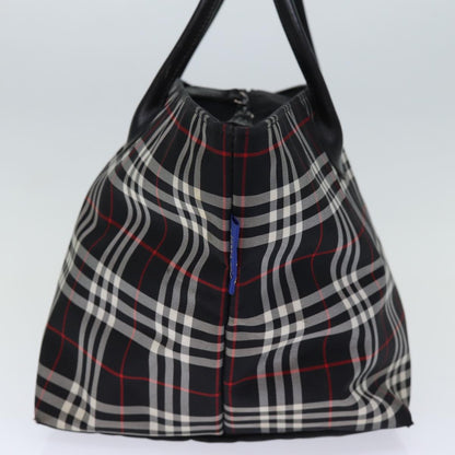 Luxury BurberrySs Nova Check Blue Label Tote Bag Nylon Black White Auth bs14251