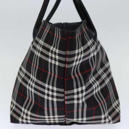 Luxury BurberrySs Nova Check Blue Label Tote Bag Nylon Black White Auth bs14251