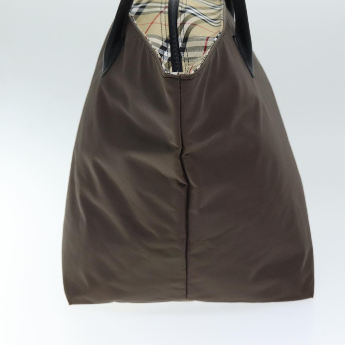Luxury BurberrySs Blue Label Nova Check Tote Bag Nylon Brown Auth bs14252