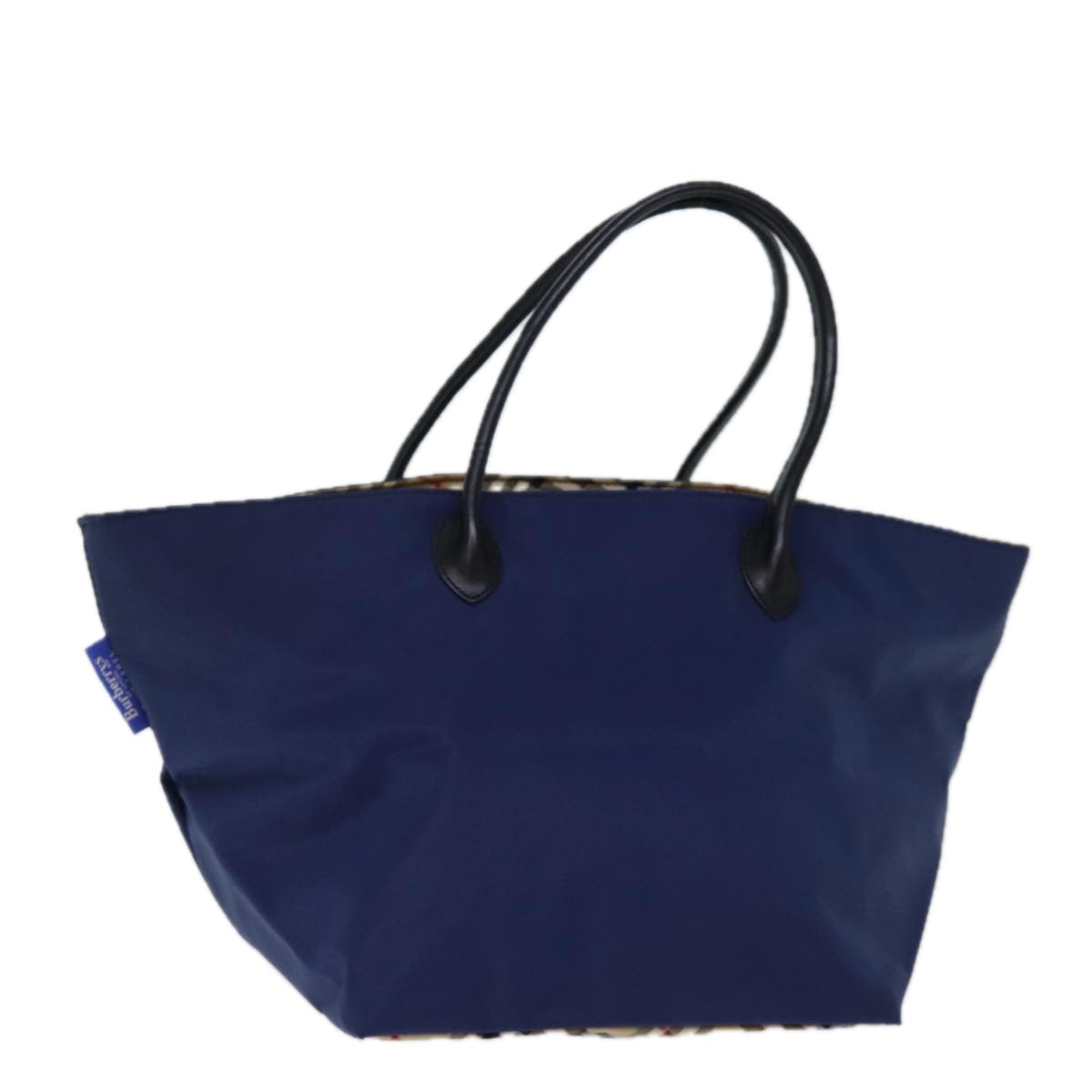 Luxury BurberrySs Nova Check Blue Label Tote Bag Nylon Navy Auth bs14253