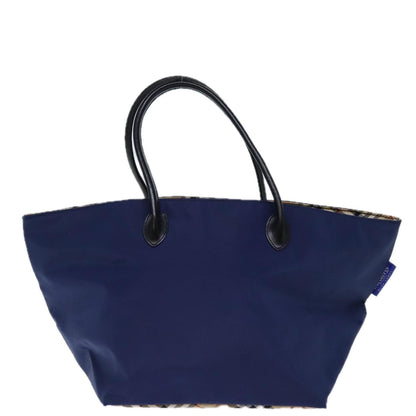 Luxury BurberrySs Nova Check Blue Label Tote Bag Nylon Navy Auth bs14253