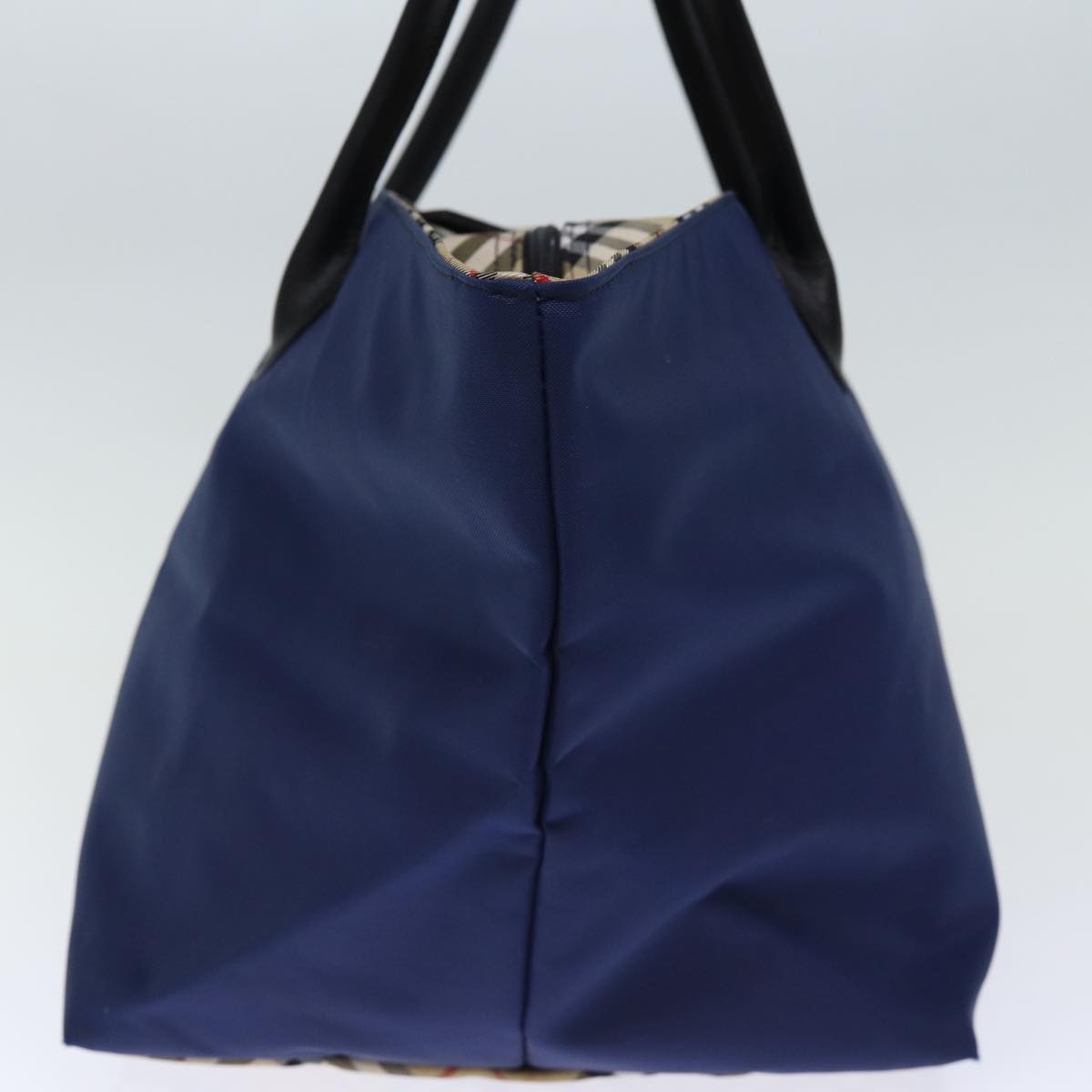 Luxury BurberrySs Nova Check Blue Label Tote Bag Nylon Navy Auth bs14253