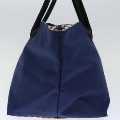 Luxury BurberrySs Nova Check Blue Label Tote Bag Nylon Navy Auth bs14253