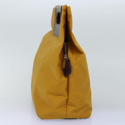 Luxury BurberrySs Nova Check Blue Label Hand Bag Nylon Yellow Auth bs14254