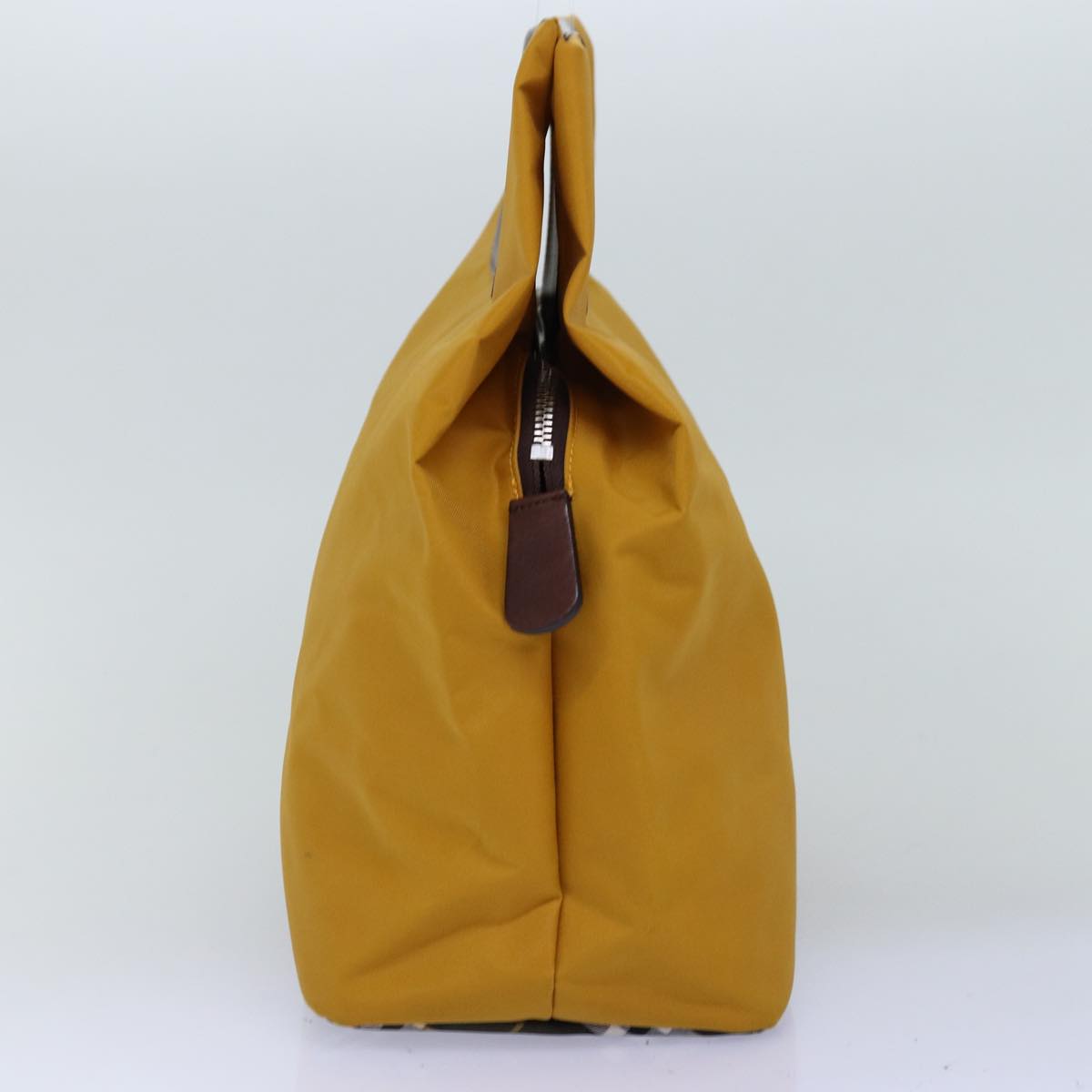 Luxury BurberrySs Nova Check Blue Label Hand Bag Nylon Yellow Auth bs14254