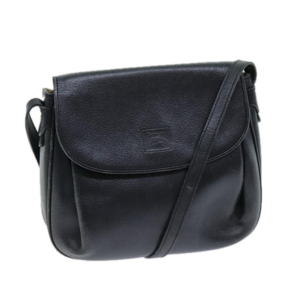Luxury BurberrySs Shoulder Bag Leather Black Auth bs14276