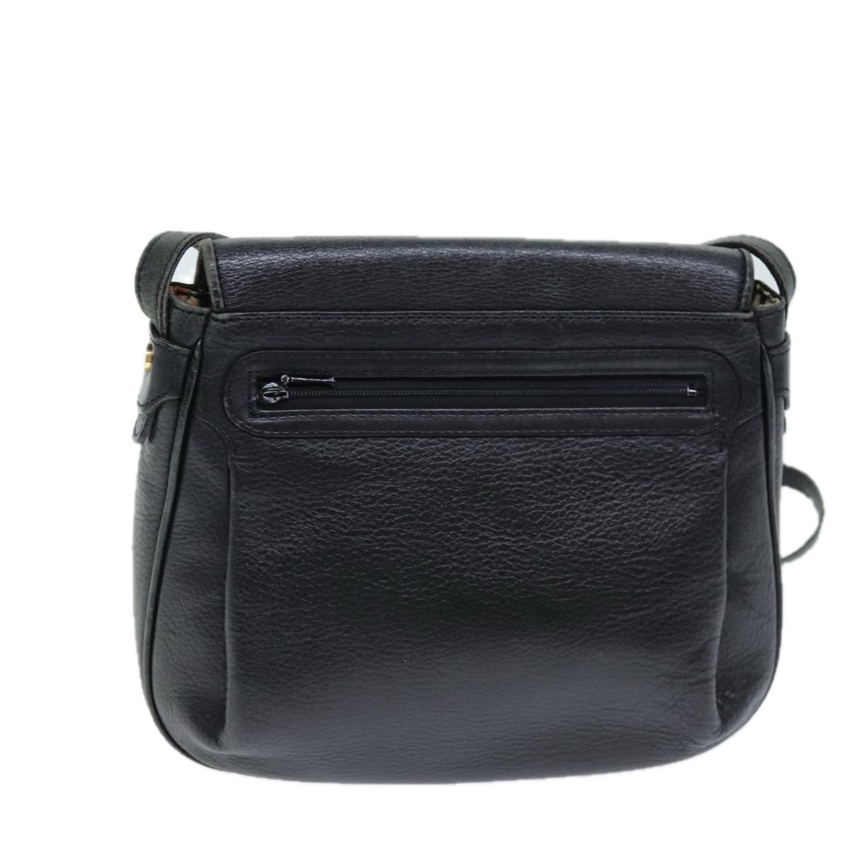 Luxury BurberrySs Shoulder Bag Leather Black Auth bs14276