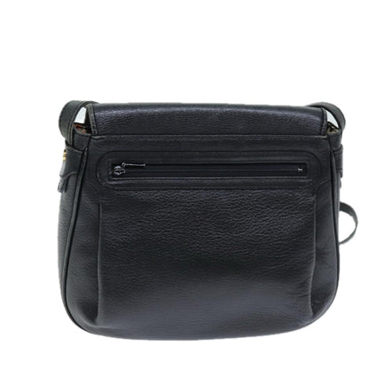 Luxury BurberrySs Shoulder Bag Leather Black Auth bs14276
