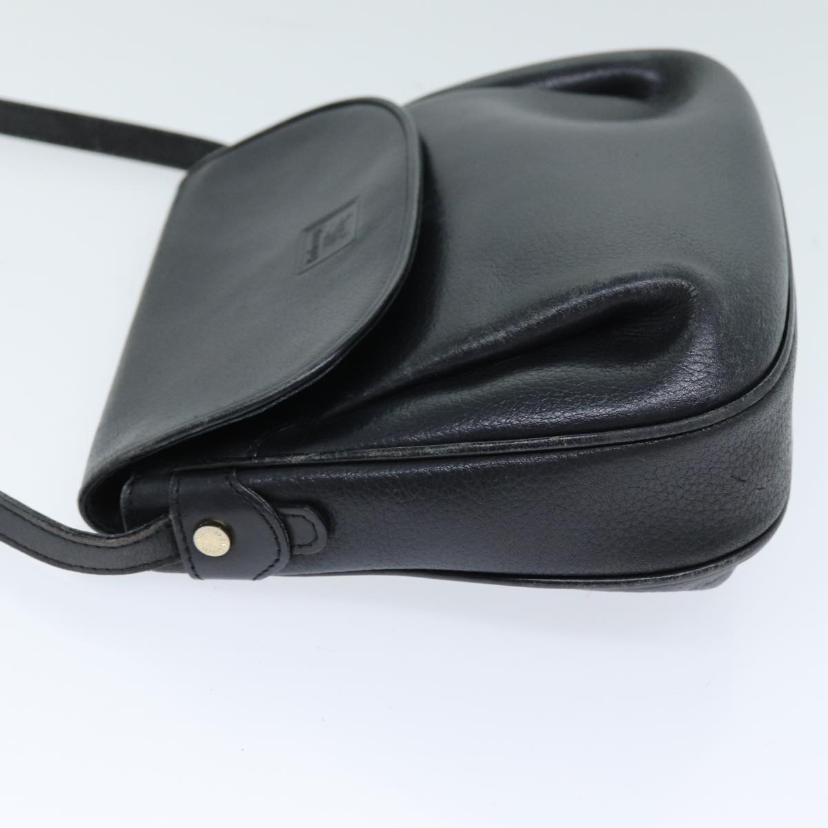 Luxury BurberrySs Shoulder Bag Leather Black Auth bs14276