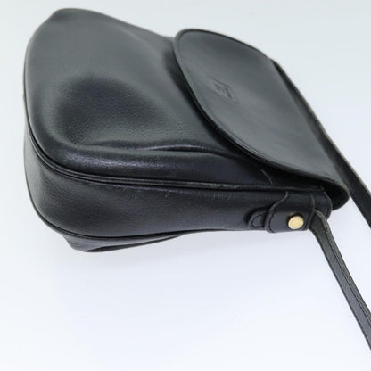 Luxury BurberrySs Shoulder Bag Leather Black Auth bs14276