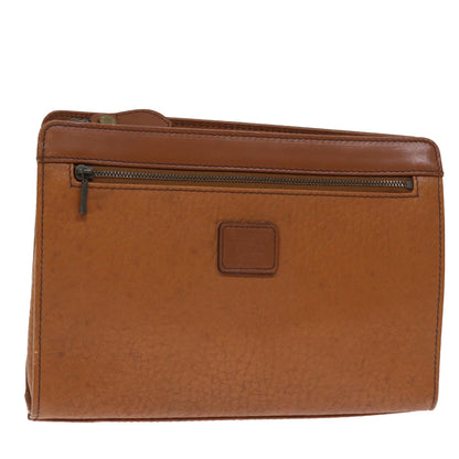 Luxury BurberrySs Clutch Bag Leather Brown Auth bs14286