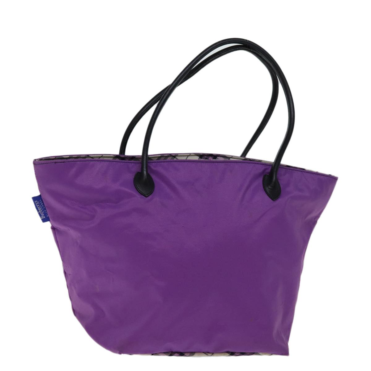 Luxury BurberrySs Nova Check Blue Label Tote Bag Nylon Purple Auth bs14287
