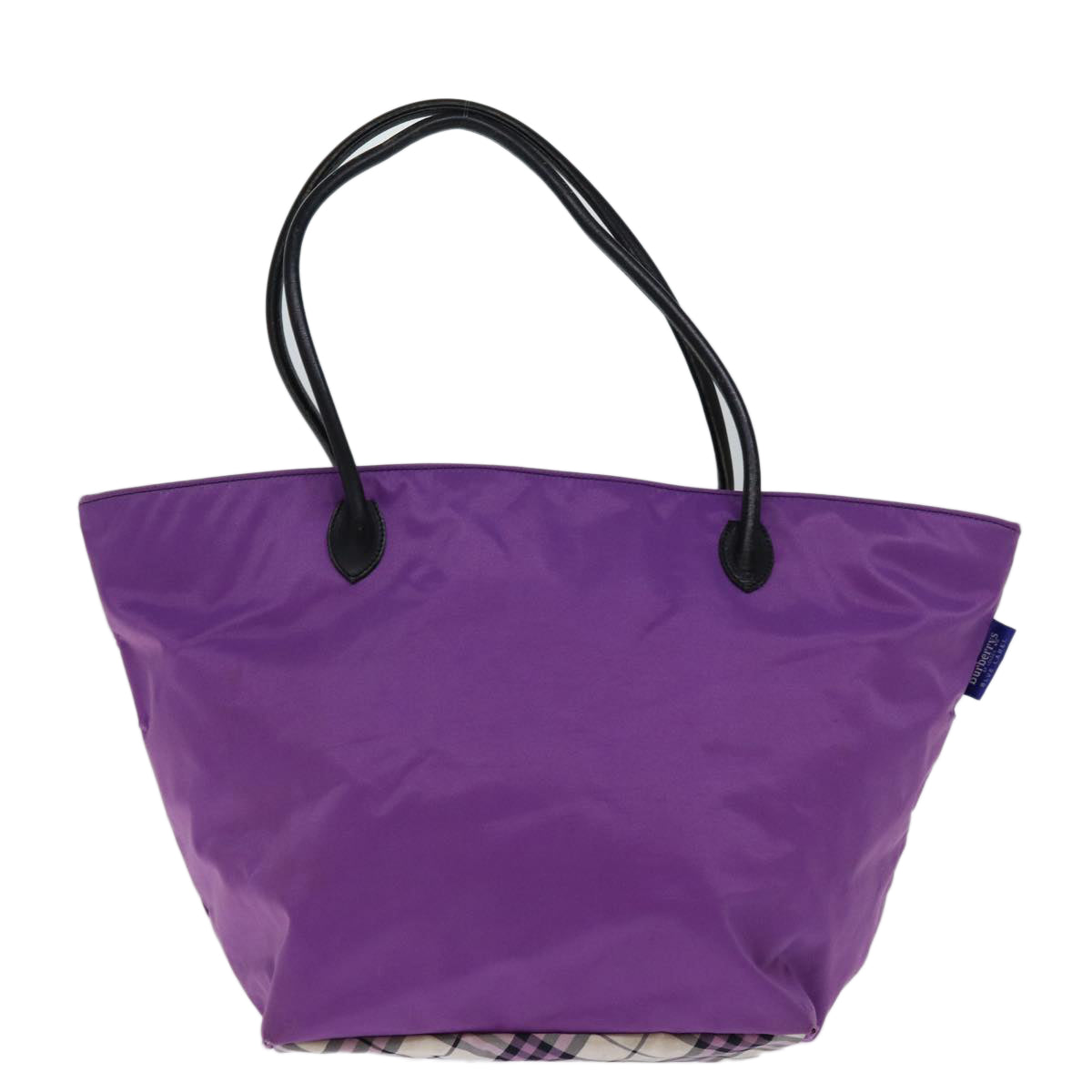 Luxury BurberrySs Nova Check Blue Label Tote Bag Nylon Purple Auth bs14287