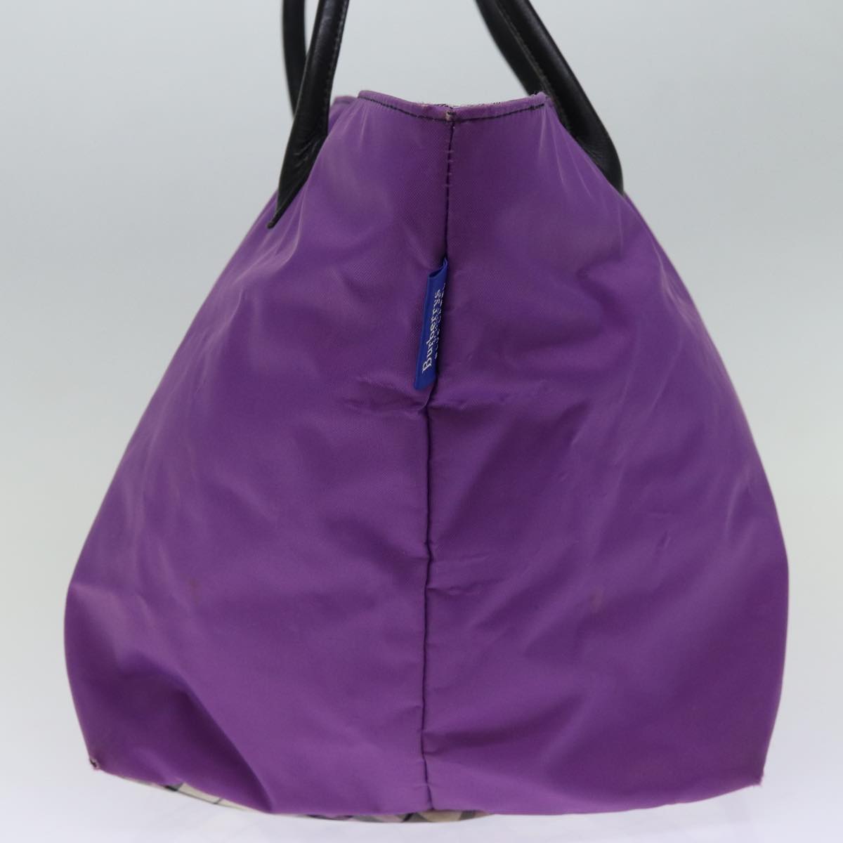 Luxury BurberrySs Nova Check Blue Label Tote Bag Nylon Purple Auth bs14287