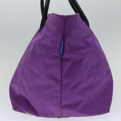 Luxury BurberrySs Nova Check Blue Label Tote Bag Nylon Purple Auth bs14287
