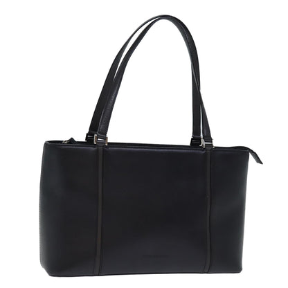 Luxury Burberry Tote Bag Leather Black Auth bs14319