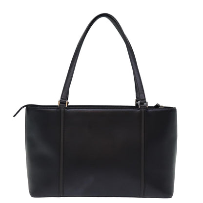 Luxury Burberry Tote Bag Leather Black Auth bs14319