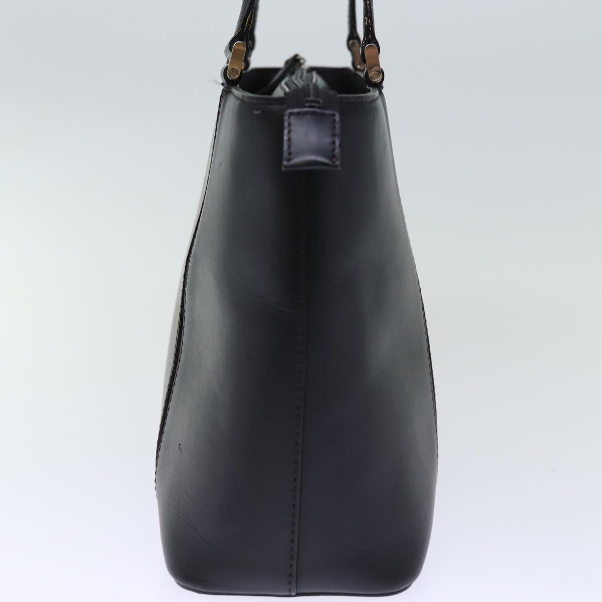 Luxury Burberry Tote Bag Leather Black Auth bs14319