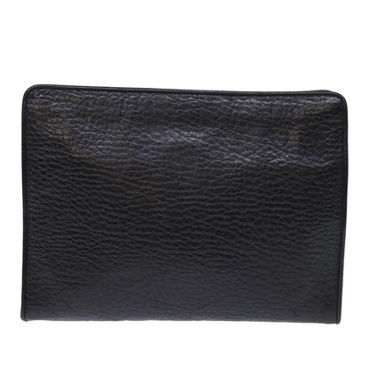 Luxury BurberrySs Clutch Bag Leather Black Auth bs14320