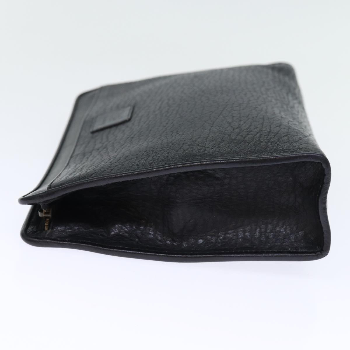 Luxury BurberrySs Clutch Bag Leather Black Auth bs14320