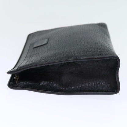 Luxury BurberrySs Clutch Bag Leather Black Auth bs14320