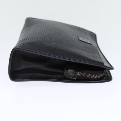 Luxury BurberrySs Clutch Bag Leather Black Auth bs14320
