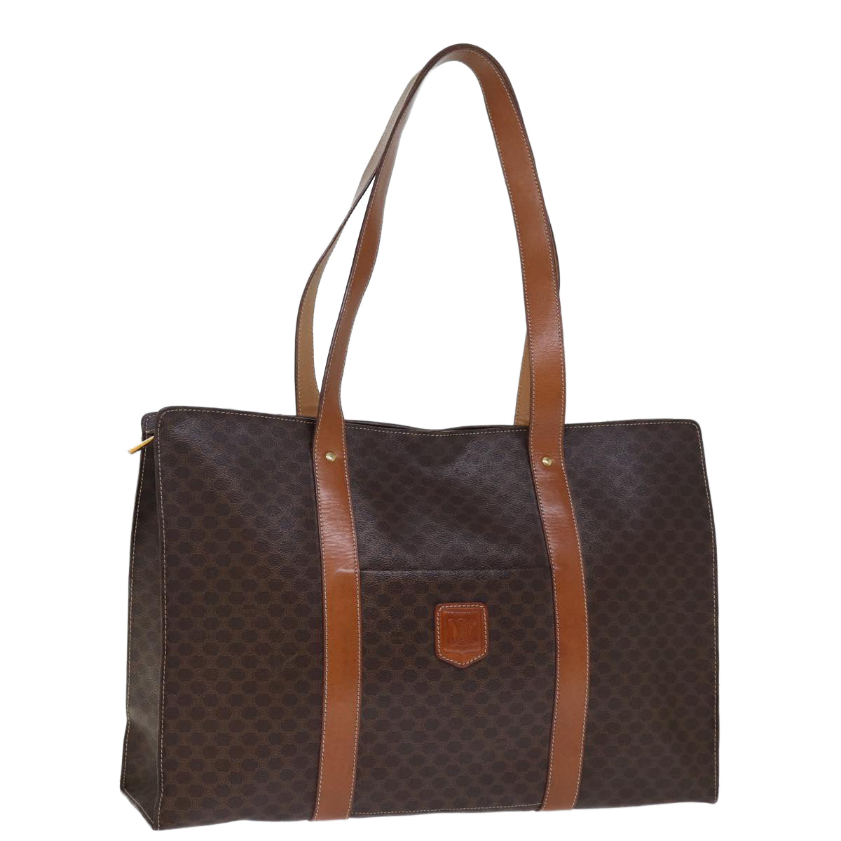 Luxury CELINE Macadam Canvas Tote Bag PVC Brown  14330