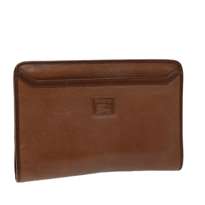 Luxury BurberrySs Clutch Bag Leather Brown Auth bs14350