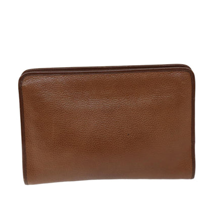 Luxury BurberrySs Clutch Bag Leather Brown Auth bs14350