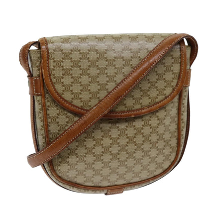 Luxury CELINE Macadam Canvas Shoulder Bag Beige  14377