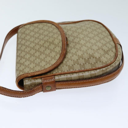 Luxury CELINE Macadam Canvas Shoulder Bag Beige  14377