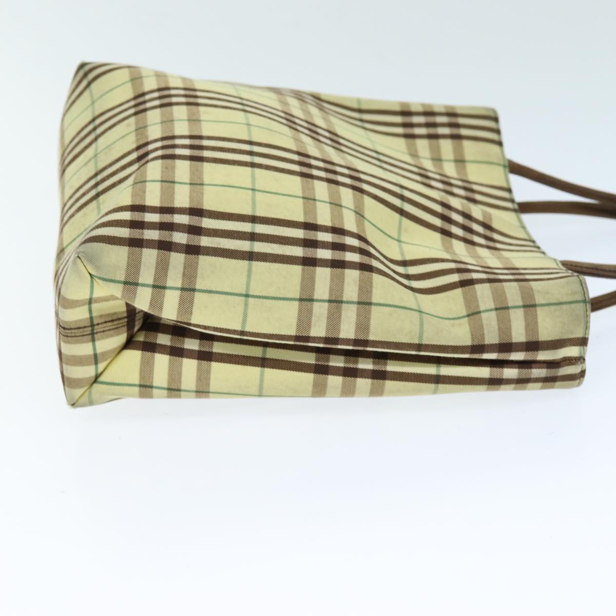 Luxury Burberry Nova Check Hand Bag Canvas Yellow Auth bs14382