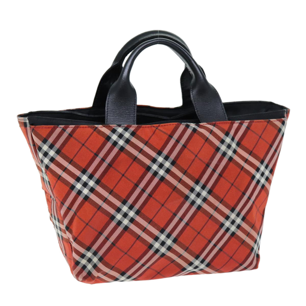Luxury Burberry Nova Check Hand Bag Nylon Red Auth bs14384