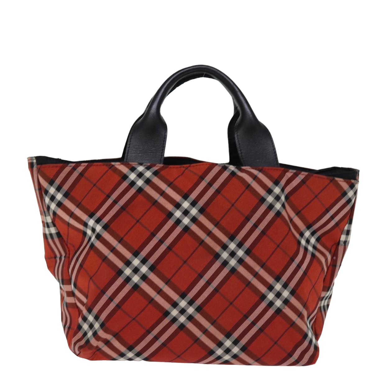 Luxury Burberry Nova Check Hand Bag Nylon Red Auth bs14384